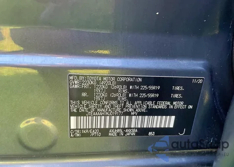 2021 Toyota Venza Le из США, поврежденный, VIN JTEAAAAH1MJ019177